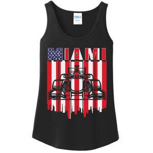 Miami Formula Racing Track Circuit United States Flag Ladies Essential Tank