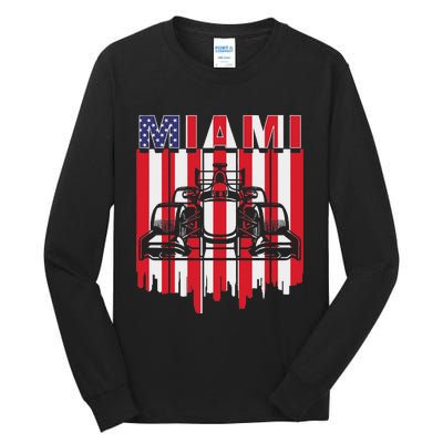 Miami Formula Racing Track Circuit United States Flag Tall Long Sleeve T-Shirt