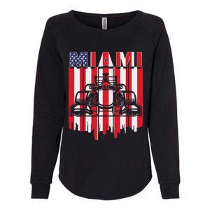 Miami Formula Racing Track Circuit United States Flag Womens California Wash Sweatshirt