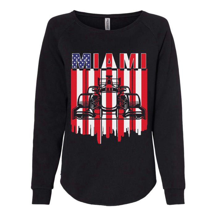 Miami Formula Racing Track Circuit United States Flag Womens California Wash Sweatshirt