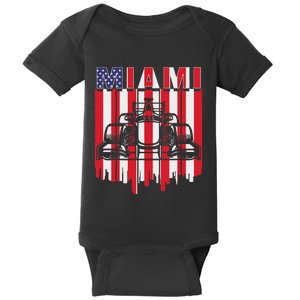 Miami Formula Racing Track Circuit United States Flag Baby Bodysuit