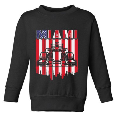 Miami Formula Racing Track Circuit United States Flag Toddler Sweatshirt