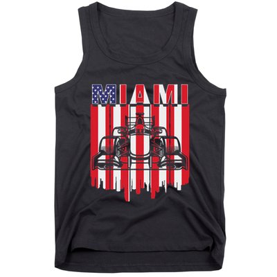 Miami Formula Racing Track Circuit United States Flag Tank Top