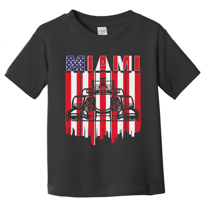 Miami Formula Racing Track Circuit United States Flag Toddler T-Shirt