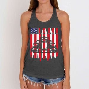 Miami Formula Racing Track Circuit United States Flag Women's Knotted Racerback Tank