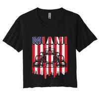 Miami Formula Racing Track Circuit United States Flag Women's Crop Top Tee