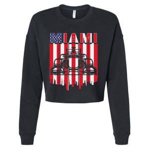 Miami Formula Racing Track Circuit United States Flag Cropped Pullover Crew