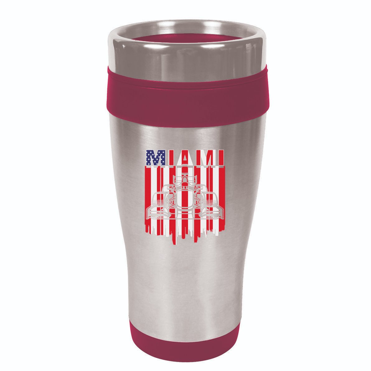 Miami Formula Racing Track Circuit United States Flag 16oz Travel Tumbler