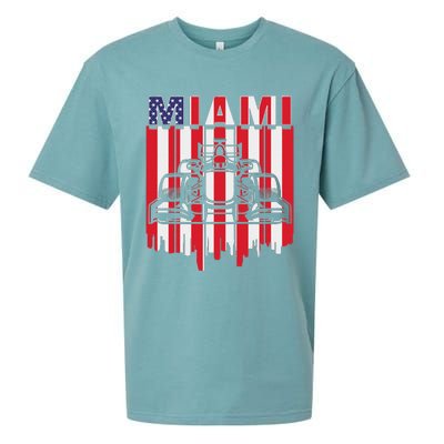 Miami Formula Racing Track Circuit United States Flag Sueded Cloud Jersey T-Shirt