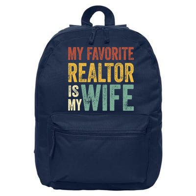 My Favorite Realtor Is My Wife Husband Dad Vintage 16 in Basic Backpack