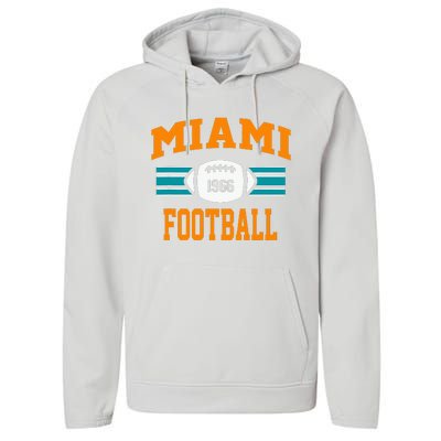 Miami Football Retro Sports Fan Gear Performance Fleece Hoodie