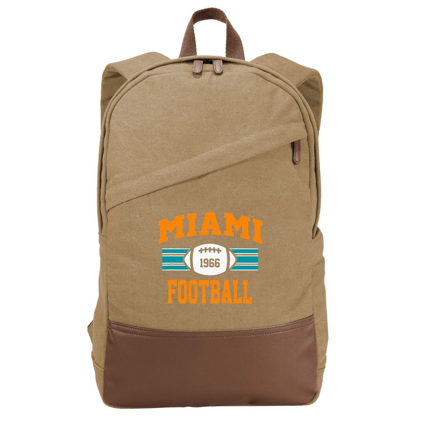 Miami Football Retro Sports Fan Gear Cotton Canvas Backpack