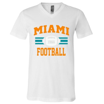 Miami Football Retro Sports Fan Gear V-Neck T-Shirt