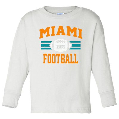 Miami Football Retro Sports Fan Gear Toddler Long Sleeve Shirt