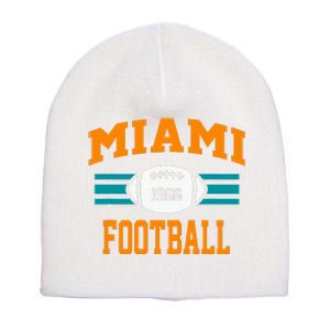 Miami Football Retro Sports Fan Gear Short Acrylic Beanie