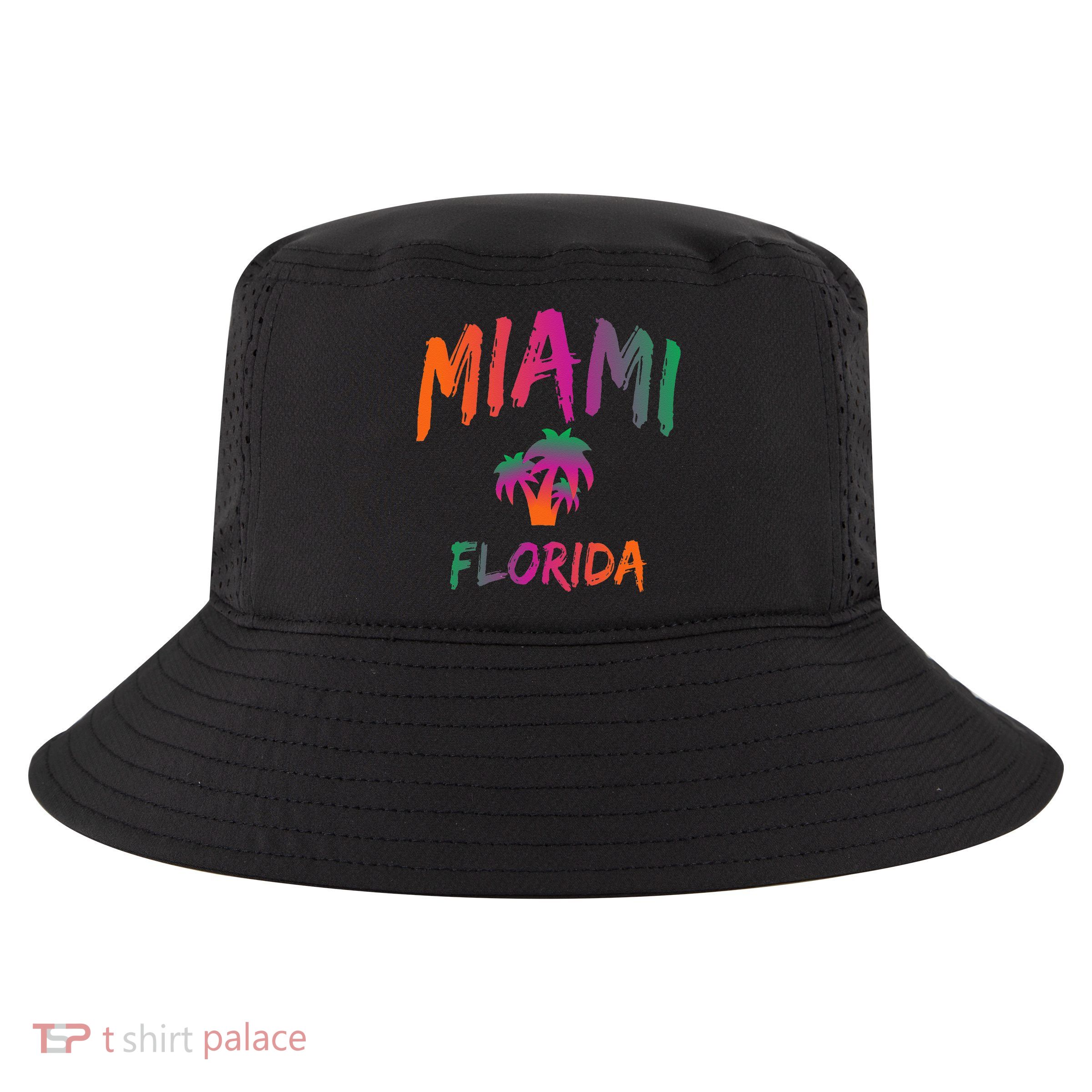 Miami Florida Retro Vintage Sunset Vaporwave Cool Comfort Performance Bucket Hat