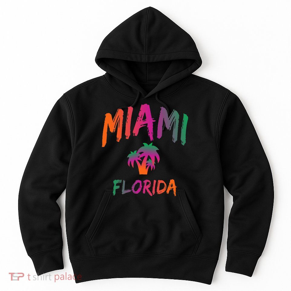 Miami Florida Retro Vintage Sunset Vaporwave Hoodie