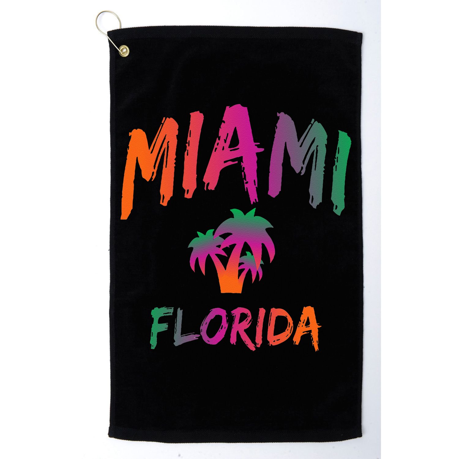 Miami Florida Retro Vintage Sunset Vaporwave Golf Towel