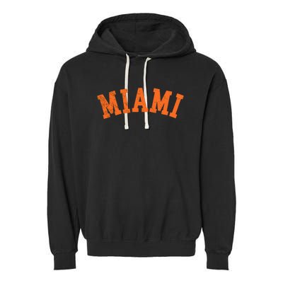 Miami Florida Retro Vintage Weathered Garment-Dyed Fleece Hoodie