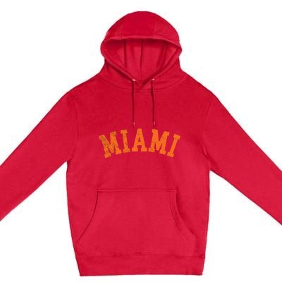 Miami Florida Retro Vintage Weathered Premium Pullover Hoodie