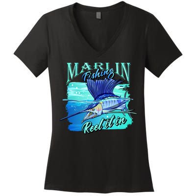 Marline Fishing Reel It In Women's V-Neck T-Shirt