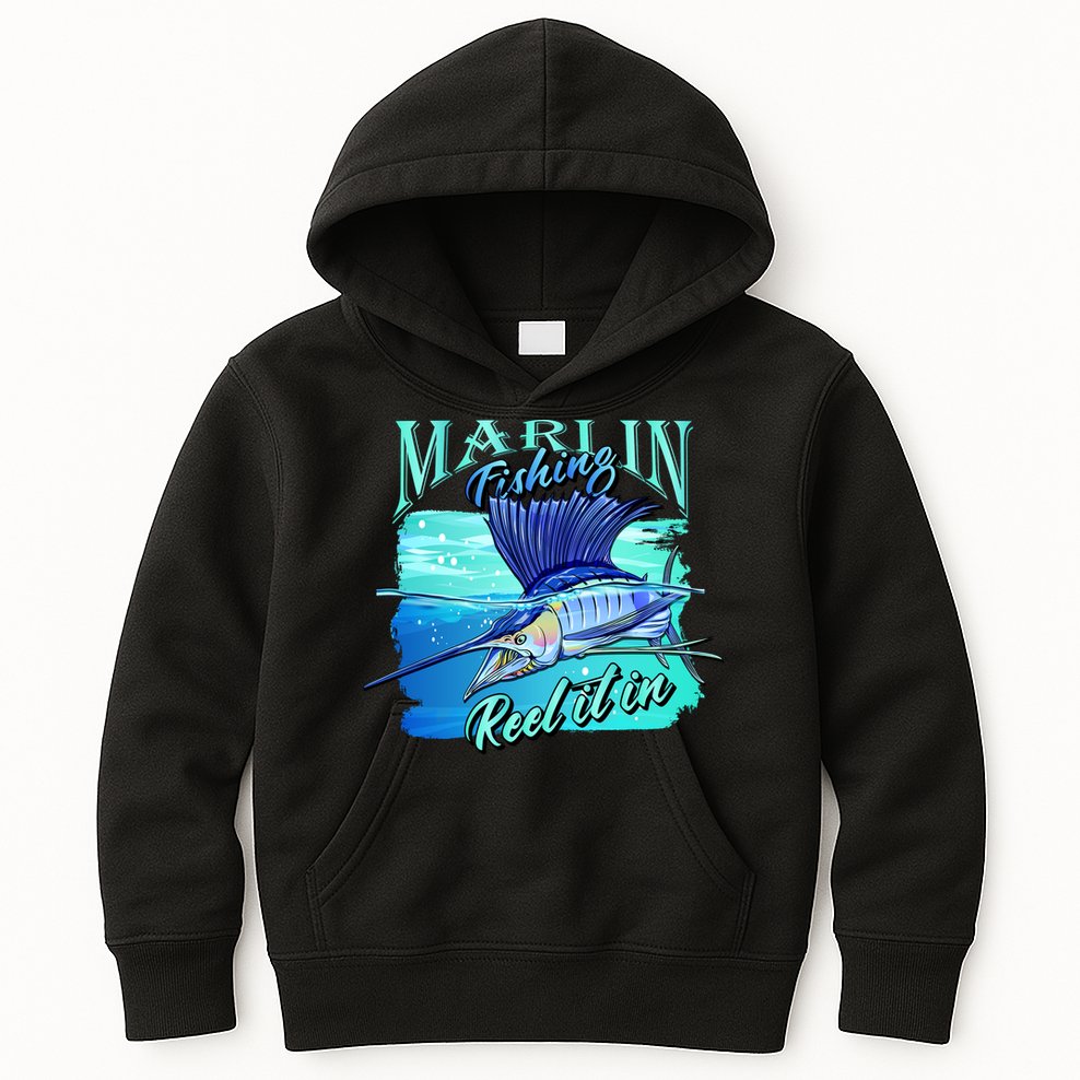 Marline Fishing Reel It In Kids Hoodie