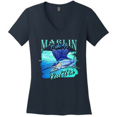 Marline Fishing Reel It In Women's V-Neck T-Shirt