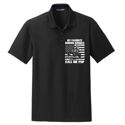 My Favorite Riding Buddies Call Me Pop ATV Rider Family Long Sleeve Dry Zone Grid Polo