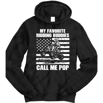 My Favorite Riding Buddies Call Me Pop ATV Rider Family Long Sleeve Tie Dye Hoodie