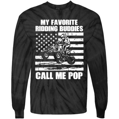 My Favorite Riding Buddies Call Me Pop ATV Rider Family Long Sleeve Tie-Dye Long Sleeve Shirt