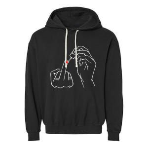 Middle Finger Red Nail Polish Garment-Dyed Fleece Hoodie