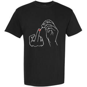 Middle Finger Red Nail Polish Garment-Dyed Heavyweight T-Shirt