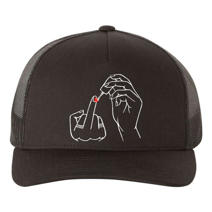 Middle Finger Red Nail Polish Yupoong Adult 5-Panel Trucker Hat