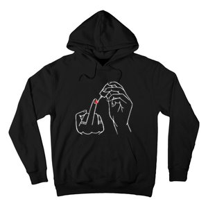 Middle Finger Red Nail Polish Hoodie