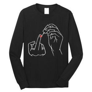 Middle Finger Red Nail Polish Long Sleeve Shirt