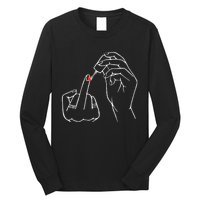 Middle Finger Red Nail Polish Long Sleeve Shirt