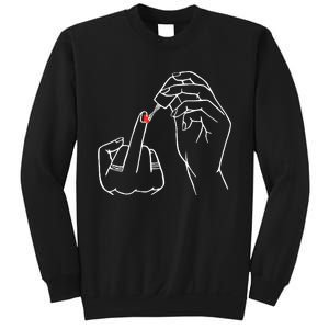 Middle Finger Red Nail Polish Sweatshirt