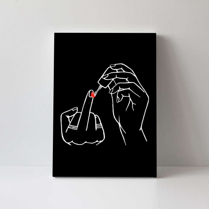 Middle Finger Red Nail Polish Canvas