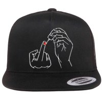 Middle Finger Red Nail Polish Flat Bill Trucker Hat