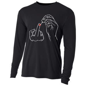 Middle Finger Red Nail Polish Cooling Performance Long Sleeve Crew