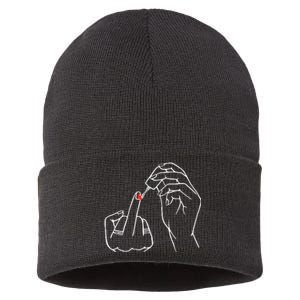 Middle Finger Red Nail Polish Sustainable Knit Beanie