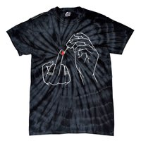 Middle Finger Red Nail Polish Tie-Dye T-Shirt