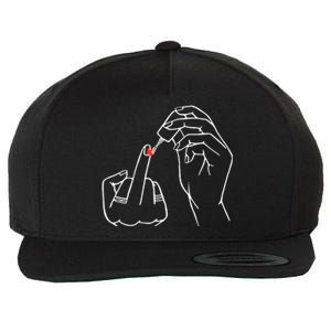 Middle Finger Red Nail Polish Wool Snapback Cap