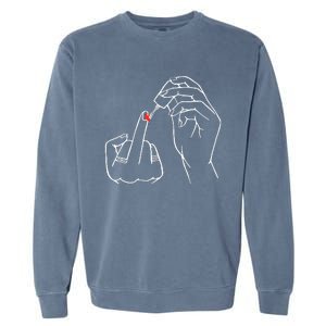 Middle Finger Red Nail Polish Garment-Dyed Sweatshirt