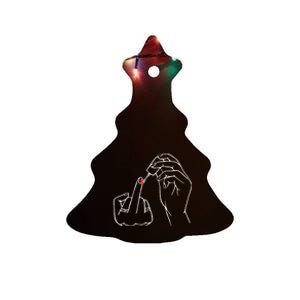 Middle Finger Red Nail Polish Ceramic Tree Ornament