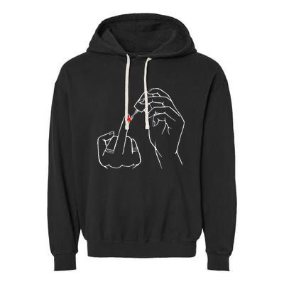 Middle Finger Red Nail Polish Garment-Dyed Fleece Hoodie