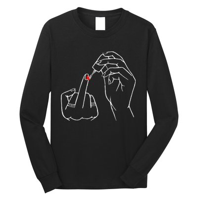 Middle Finger Red Nail Polish Long Sleeve Shirt