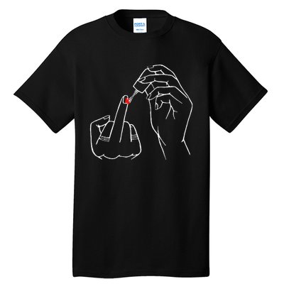 Middle Finger Red Nail Polish Tall T-Shirt