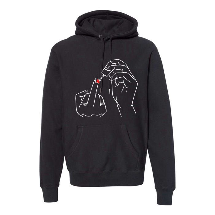 Middle Finger Red Nail Polish Premium Hoodie