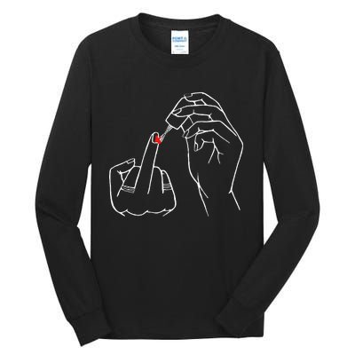 Middle Finger Red Nail Polish Tall Long Sleeve T-Shirt